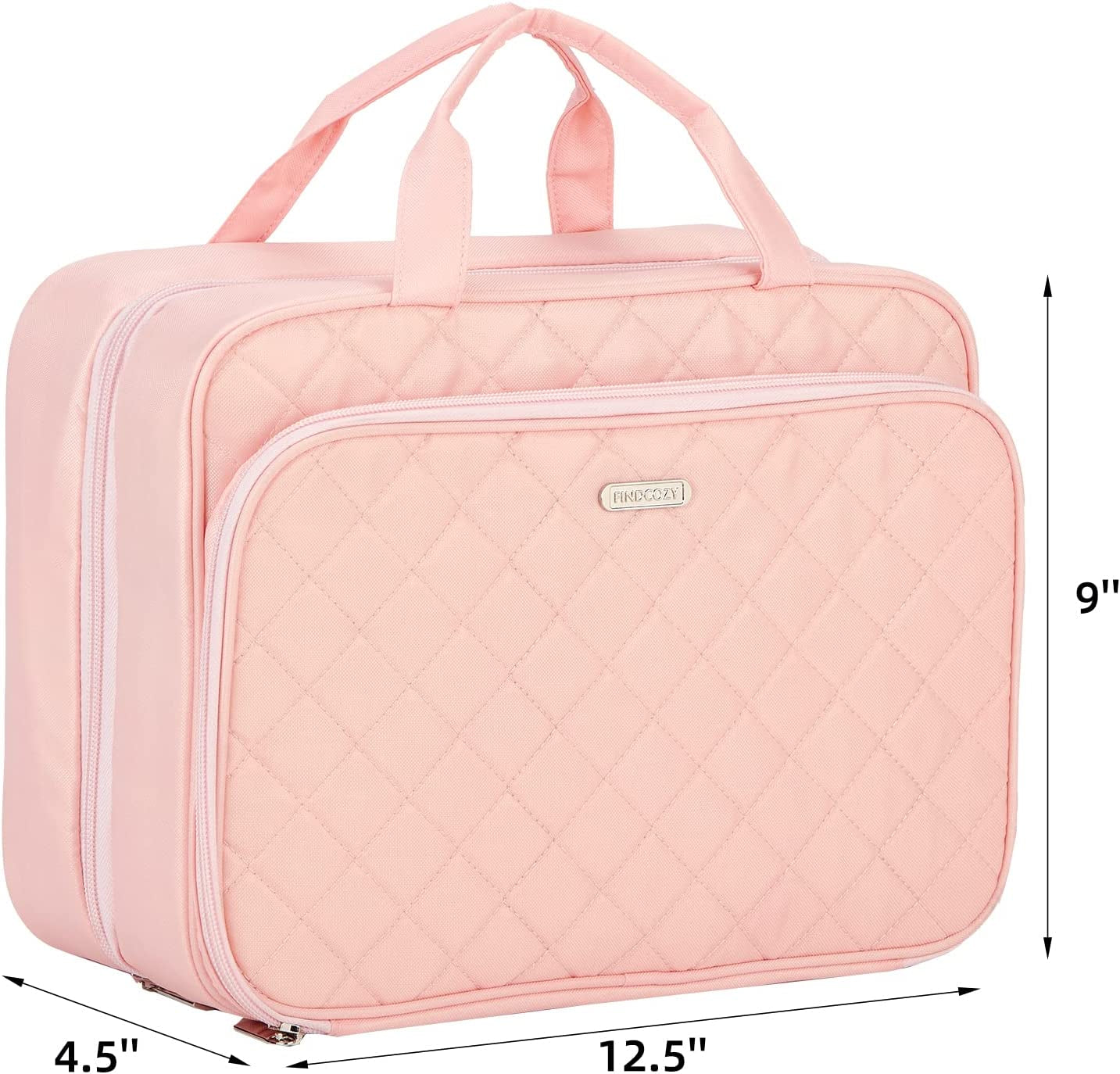 Extra Large Toiletry Bag with Hanging Hook, Travel Makeup Case for Women, Cosmetic Organizer for Toiletries, Full-Sized Bottles, Beauty, Pink