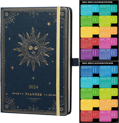 2024 Planner - 12-Months Weekly Monthly Planner 2024, January 2024 - December 2024, 5.75" X 8.25", Planner 2024 with Faux Leather Cover, Thick Paper, Pen Loop, Back Pocket & 40 Notes Pages - Mystic
