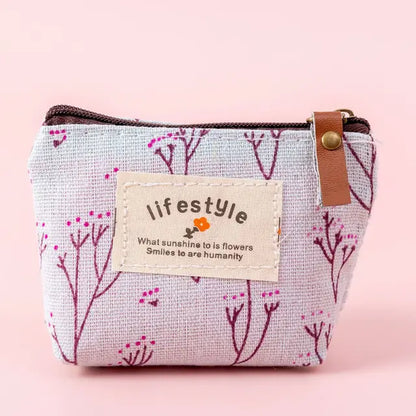 Women Canvas Purse Card Key Mini Purse Pouch Girl Kids Children Cute Small Zipper Coin Purse Card Holder Wallet Bag Case Pouch