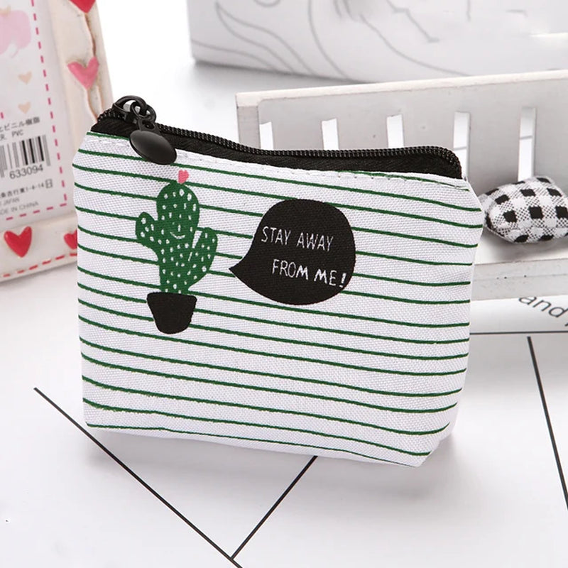 Women Canvas Purse Card Key Mini Purse Pouch Girl Kids Children Cute Small Zipper Coin Purse Card Holder Wallet Bag Case Pouch