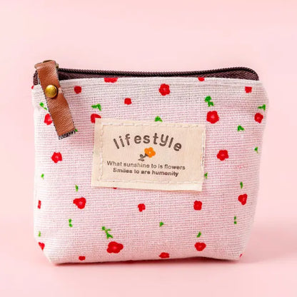 Women Canvas Purse Card Key Mini Purse Pouch Girl Kids Children Cute Small Zipper Coin Purse Card Holder Wallet Bag Case Pouch