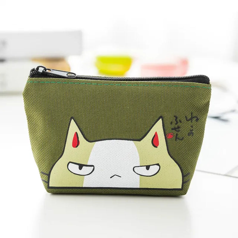 Women Canvas Purse Card Key Mini Purse Pouch Girl Kids Children Cute Small Zipper Coin Purse Card Holder Wallet Bag Case Pouch