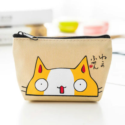 Women Canvas Purse Card Key Mini Purse Pouch Girl Kids Children Cute Small Zipper Coin Purse Card Holder Wallet Bag Case Pouch