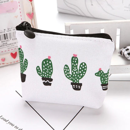 Women Canvas Purse Card Key Mini Purse Pouch Girl Kids Children Cute Small Zipper Coin Purse Card Holder Wallet Bag Case Pouch